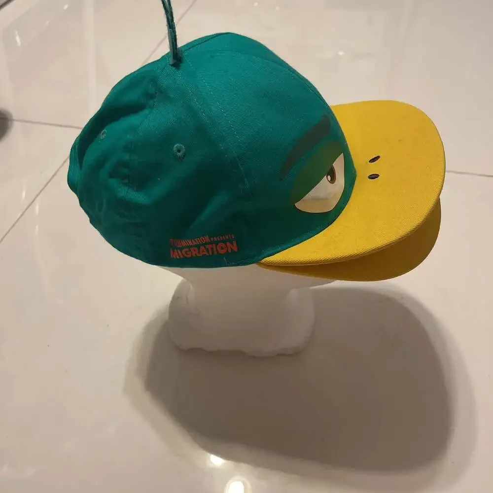 Donald Duck Themed Baseball Hat - Green and Yellow with Character Eyes